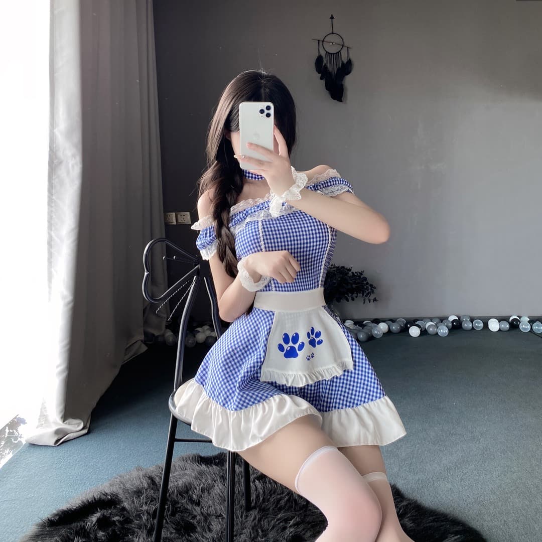 Gingham Playful Maid Dress - Preview Angle 2