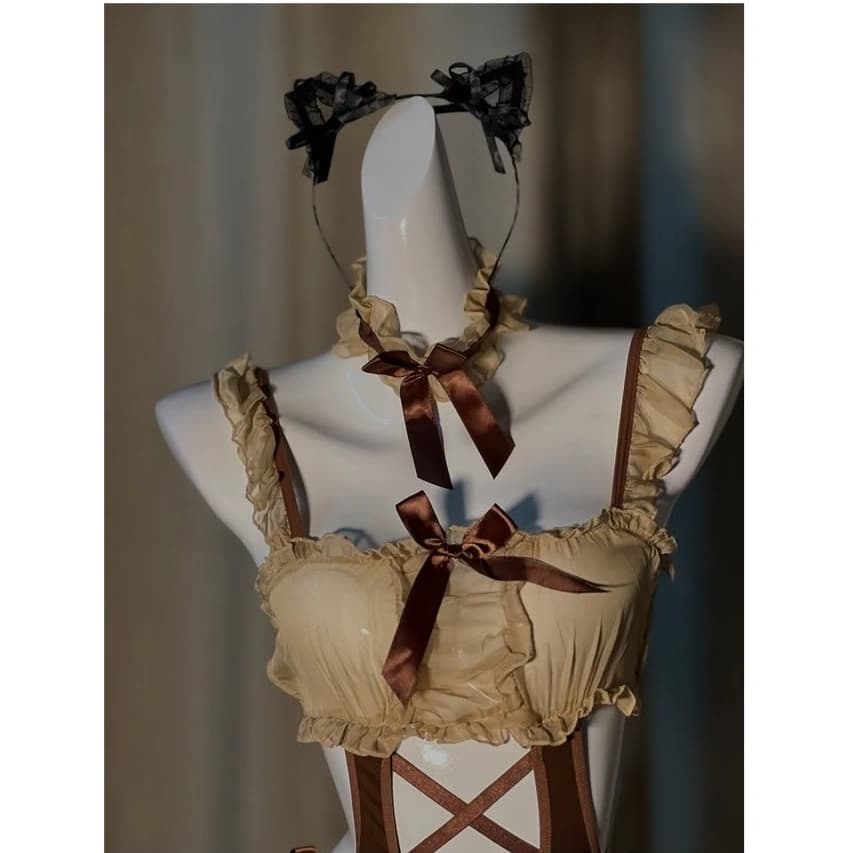 Ruffle Ribbon Bodysuit Set - Preview Angle 2