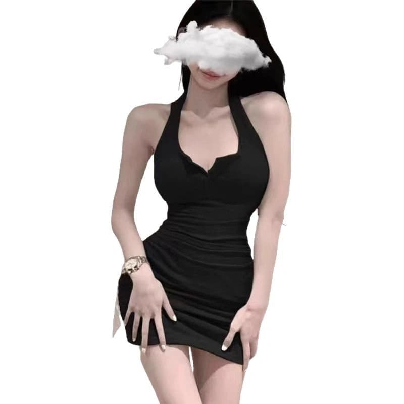 Ribbed Halter Bodycon Dress
