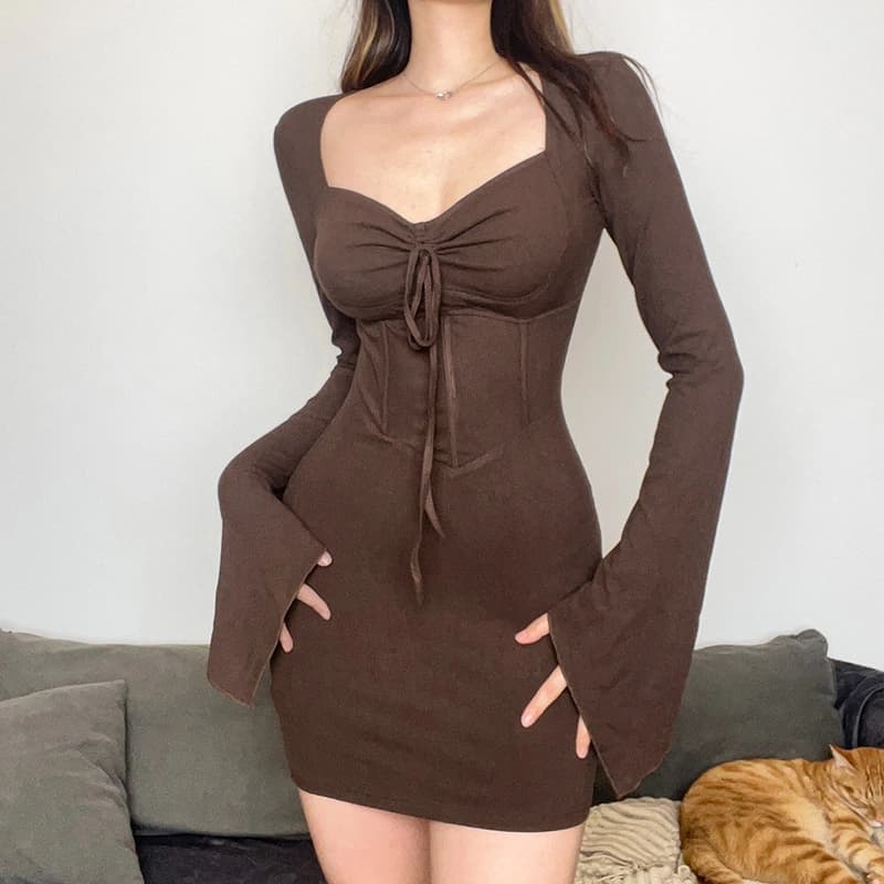 Long-Sleeve Mini Dress - Preview Angle 4