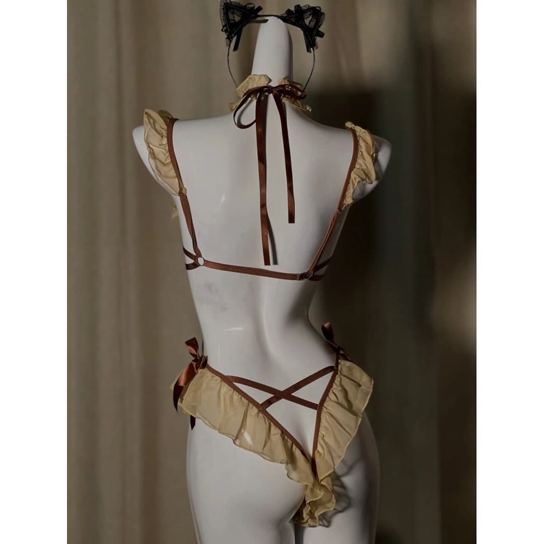 Ruffle Ribbon Bodysuit Set - Preview Angle 2