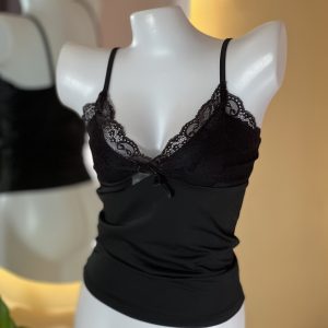 Ruched Lace Trim Cami Top